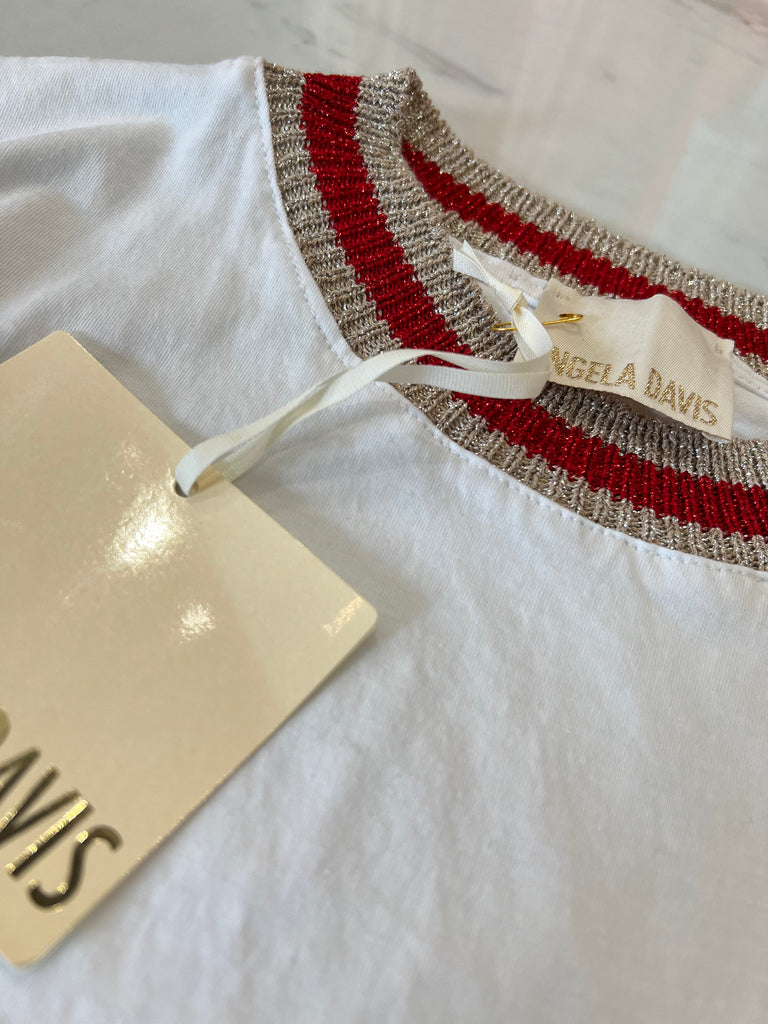 Angela Davis•T-shirt lurex su girocollo e giromanica•Più colori