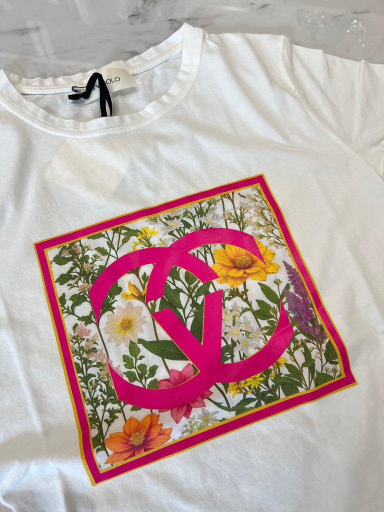 ViCOLO•T-shirt fiori+fuxia
