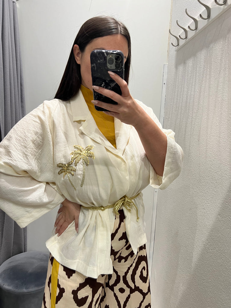 HaveOne•Casacca kimono palma paillettes