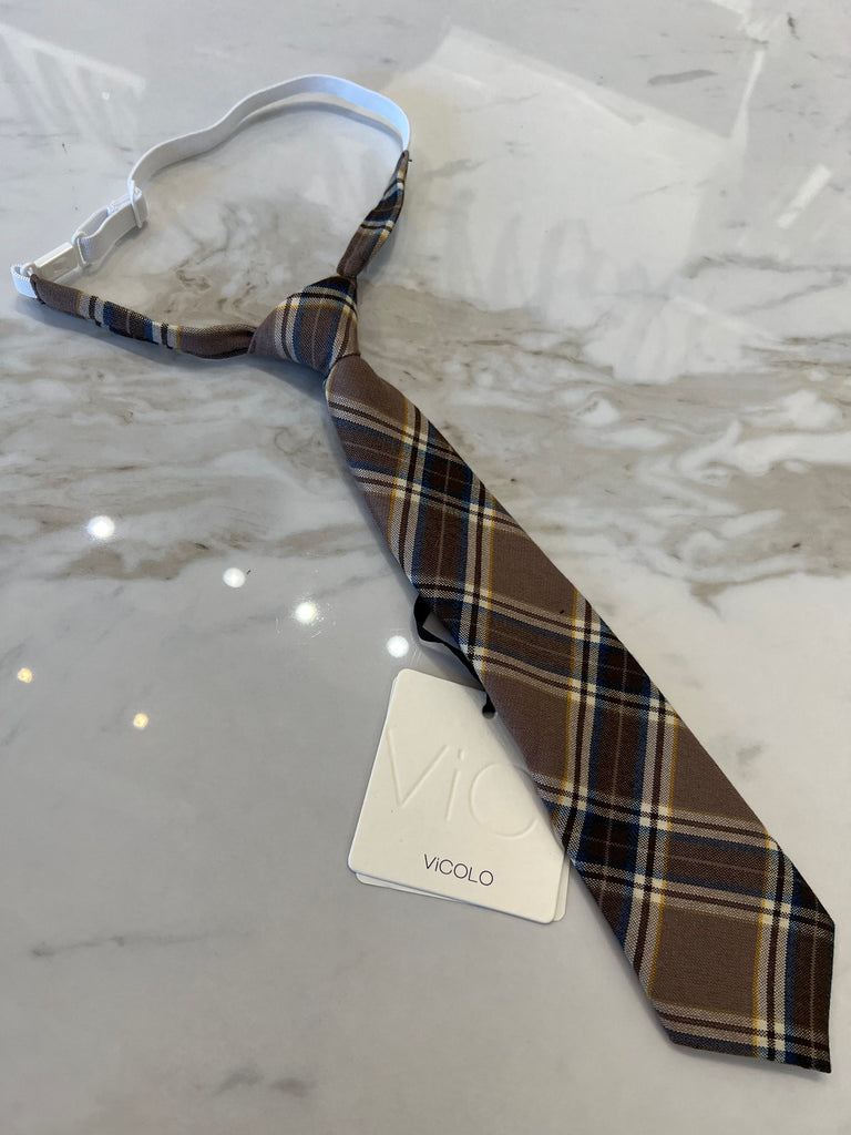 Vicolo-Cravatta regolabile scozzese base tortora