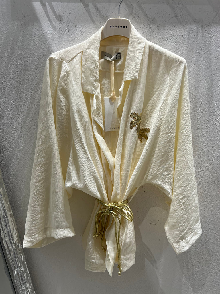 HaveOne•Casacca kimono palma paillettes