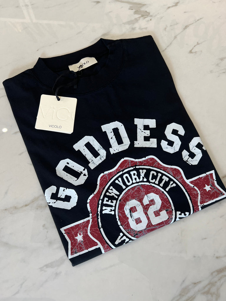ViCOLO•T-shirt nera over Goddess