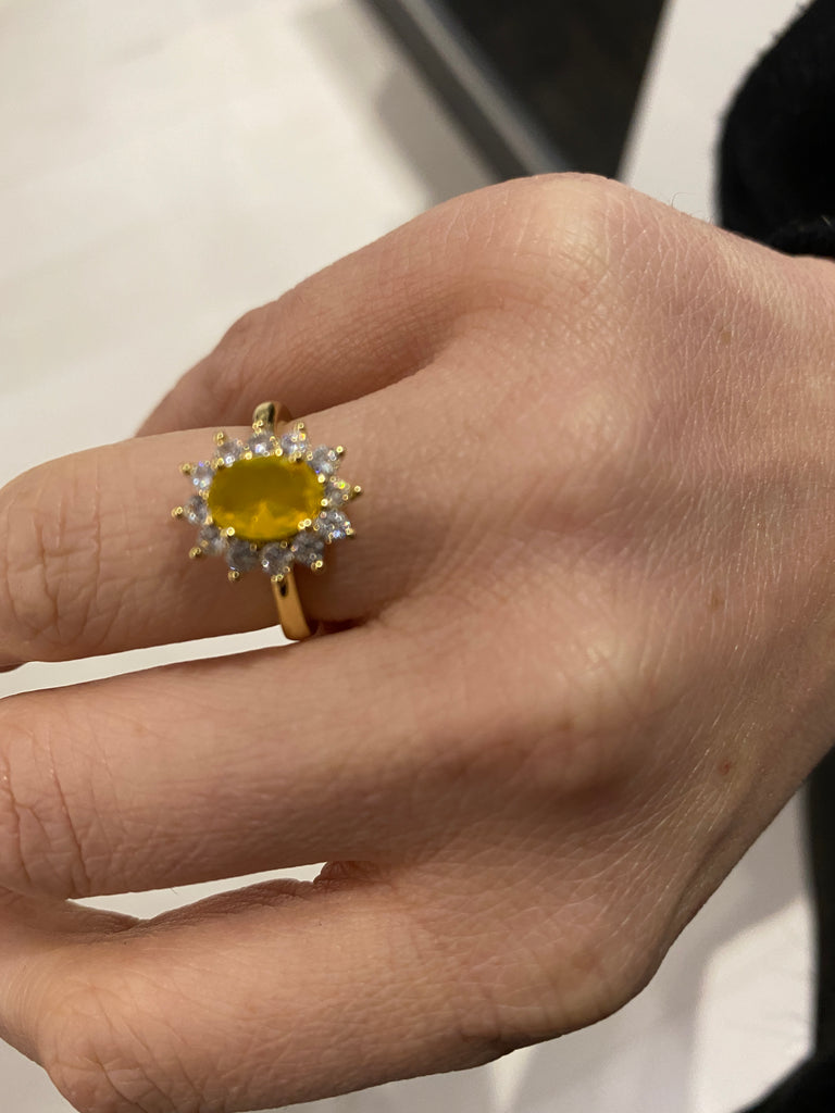 Anello regolabile Diamond con montatura dorata e con perla e strass