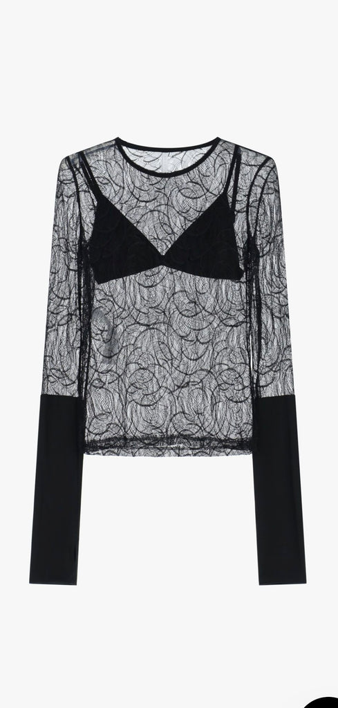 IMPERIAL•Maglia in pizzo con manica e guantino