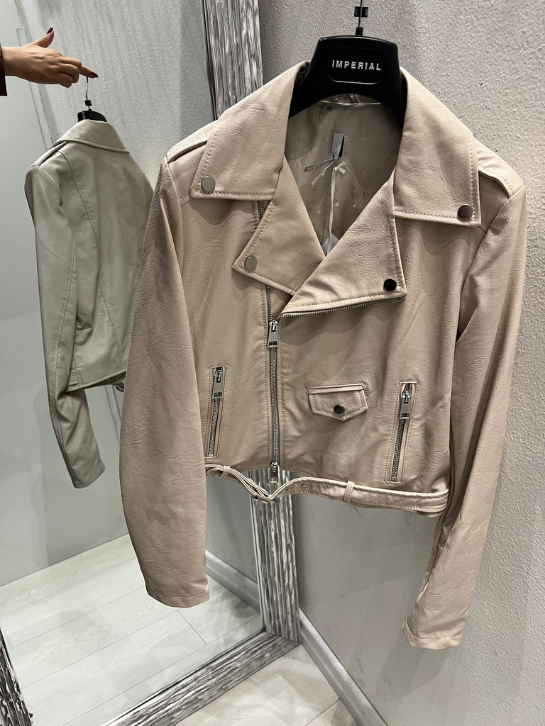 IMPERIAL•Giubbino chiodo in ecopelle burro beige