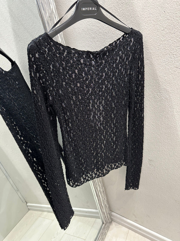 IMPERIAL•Maglia pizzo particolare barca Nero