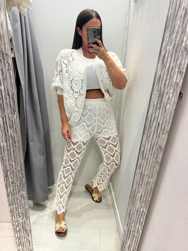 MSS💥HaveOne•Pantalone crochet bianco