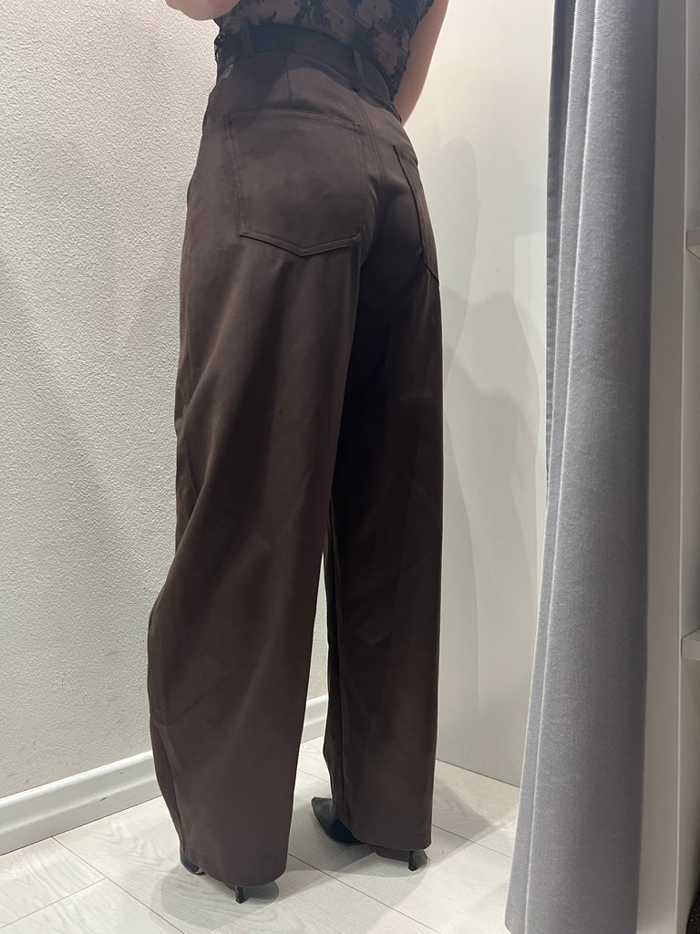 LUMINA•Pantalone scamosciato moro
