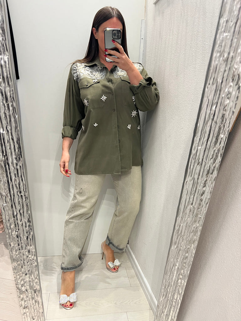 ViCOLO•Jeans Zoe bottoni gioiello lavaggio sabbiato