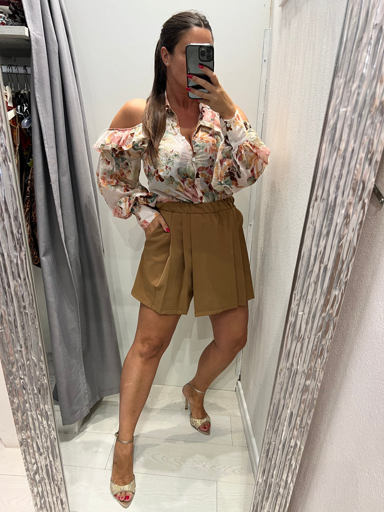 🚨ViCOLO•Camicia spalle scoperte fantasia floreale