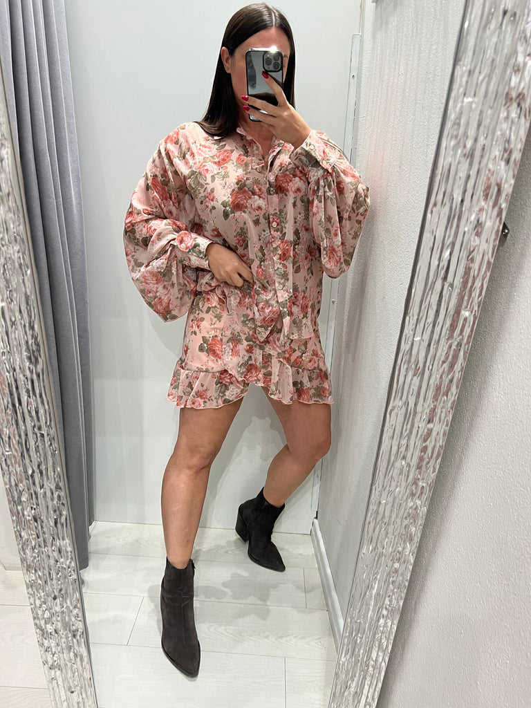 ViCOLO•Camicia floreale base rosa