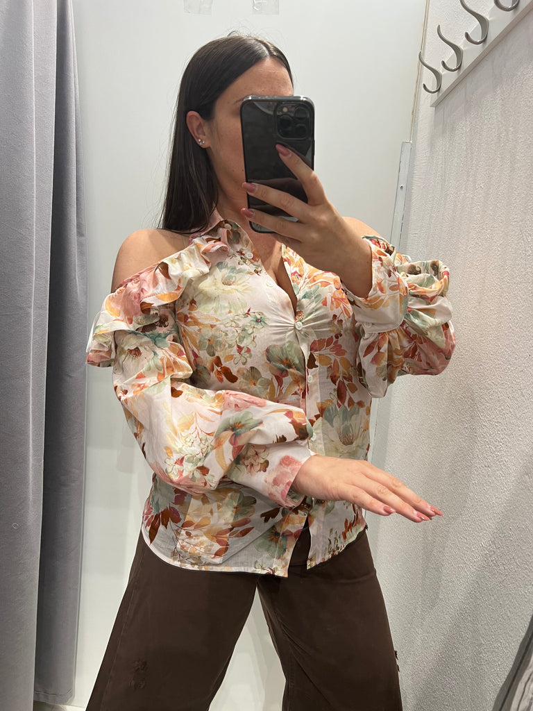 MSS💥ViCOLO•Camicia spalle scoperte fantasia floreale