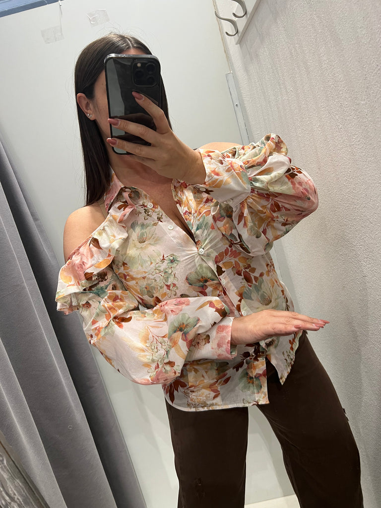 MSS💥ViCOLO•Camicia spalle scoperte fantasia floreale