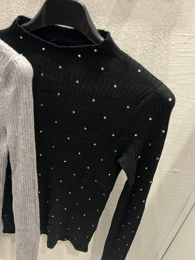 Maglioncino a coste con strass•Più colori