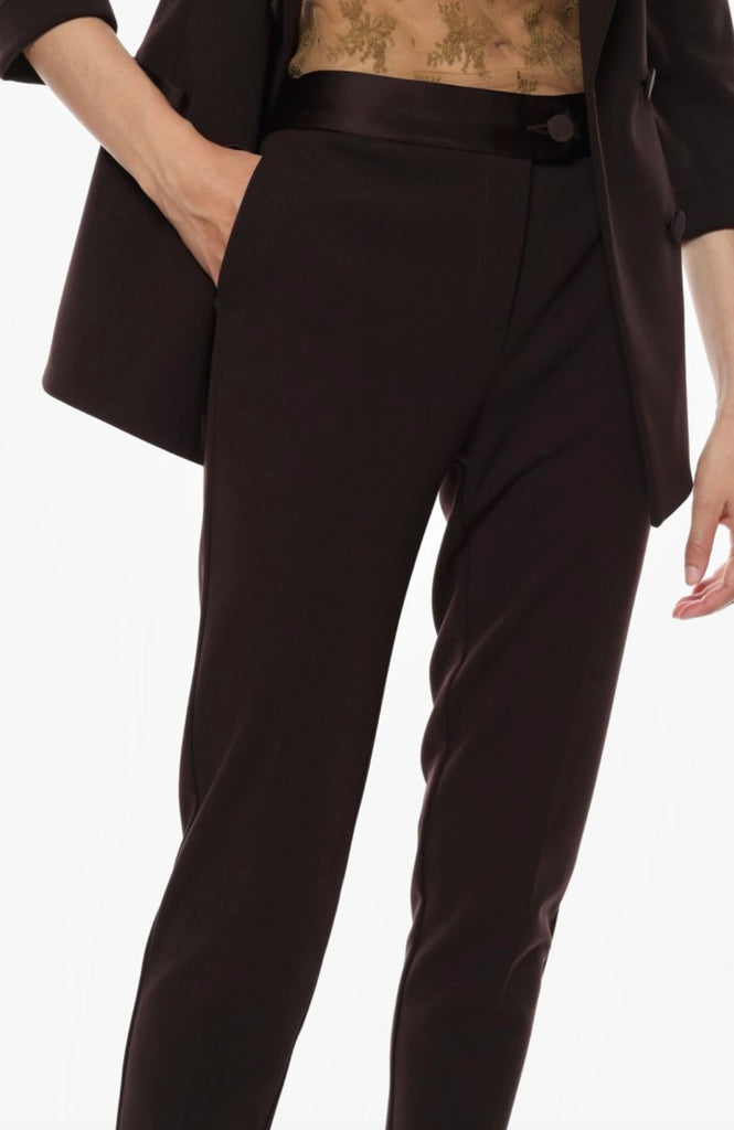 IMPERIAL•Pantalone con fascia in raso in vita•Moro