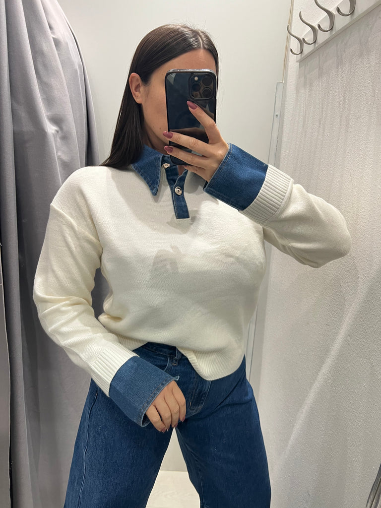 KONTATTO•Maglioncino colletto polsini jeans