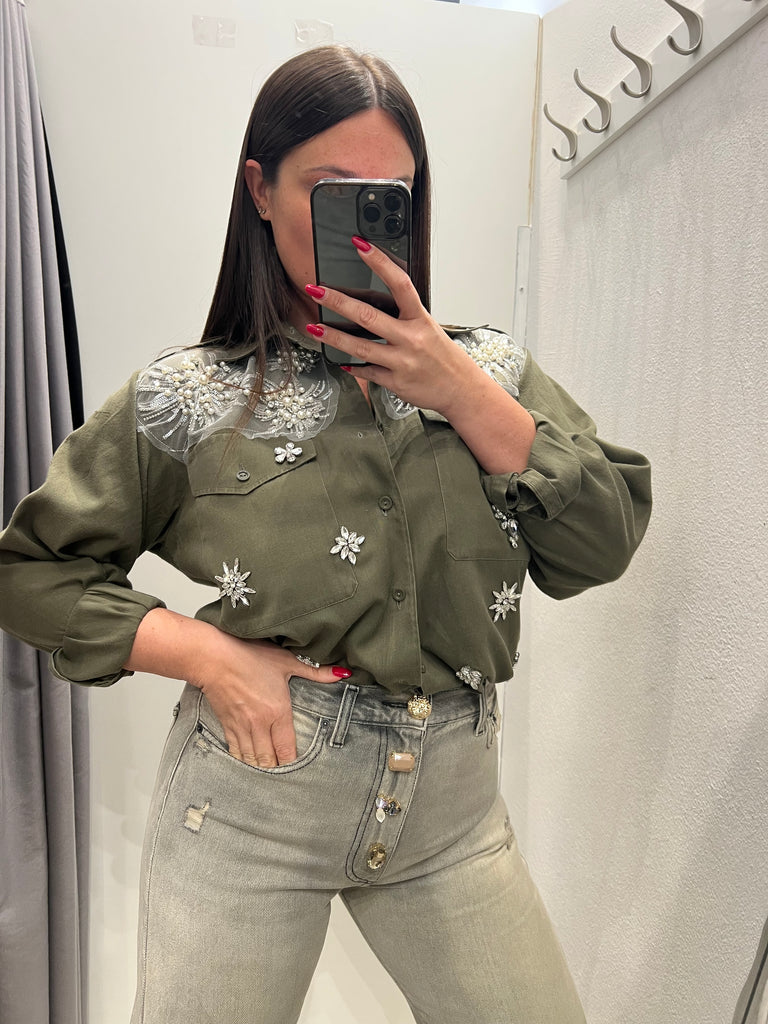 ViCOLO•Jeans Zoe bottoni gioiello lavaggio sabbiato