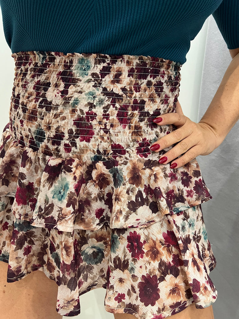 ViCOLO•Gonna pantaloncino balze stampa fiori