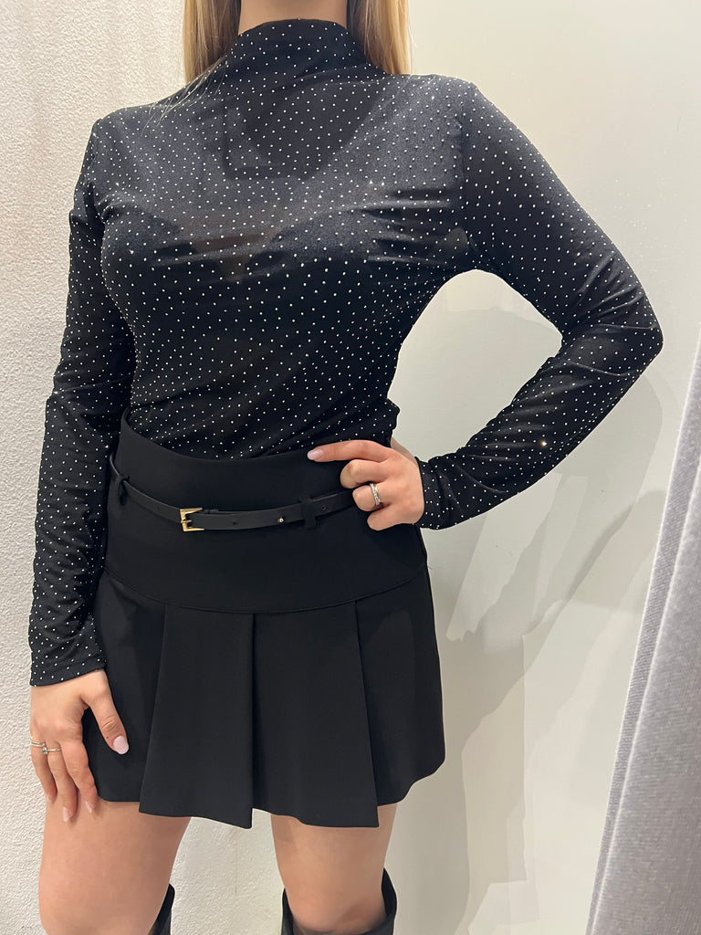 Philia Loft•Maglia lupetto microstrass nero