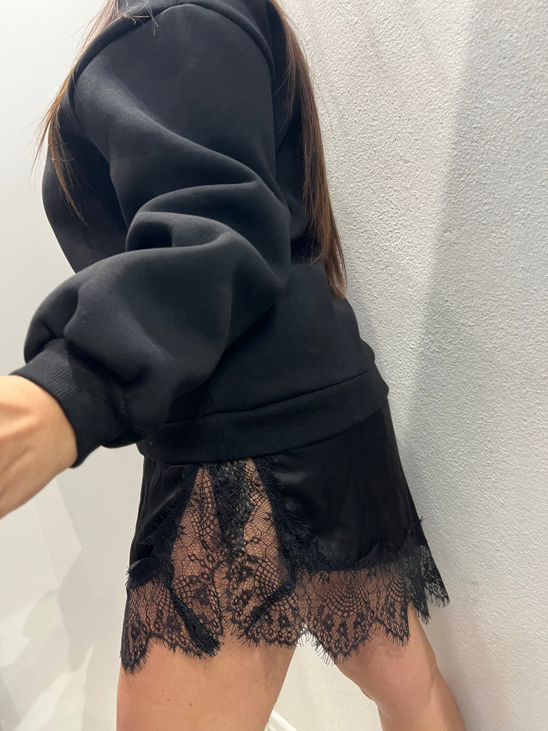 LUMINA•Abitino felpa e finale raso pizzo•Più colori