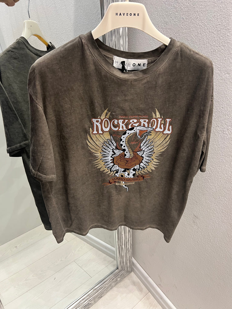 HaveOne•T-shirt stone wash Rock & Roll