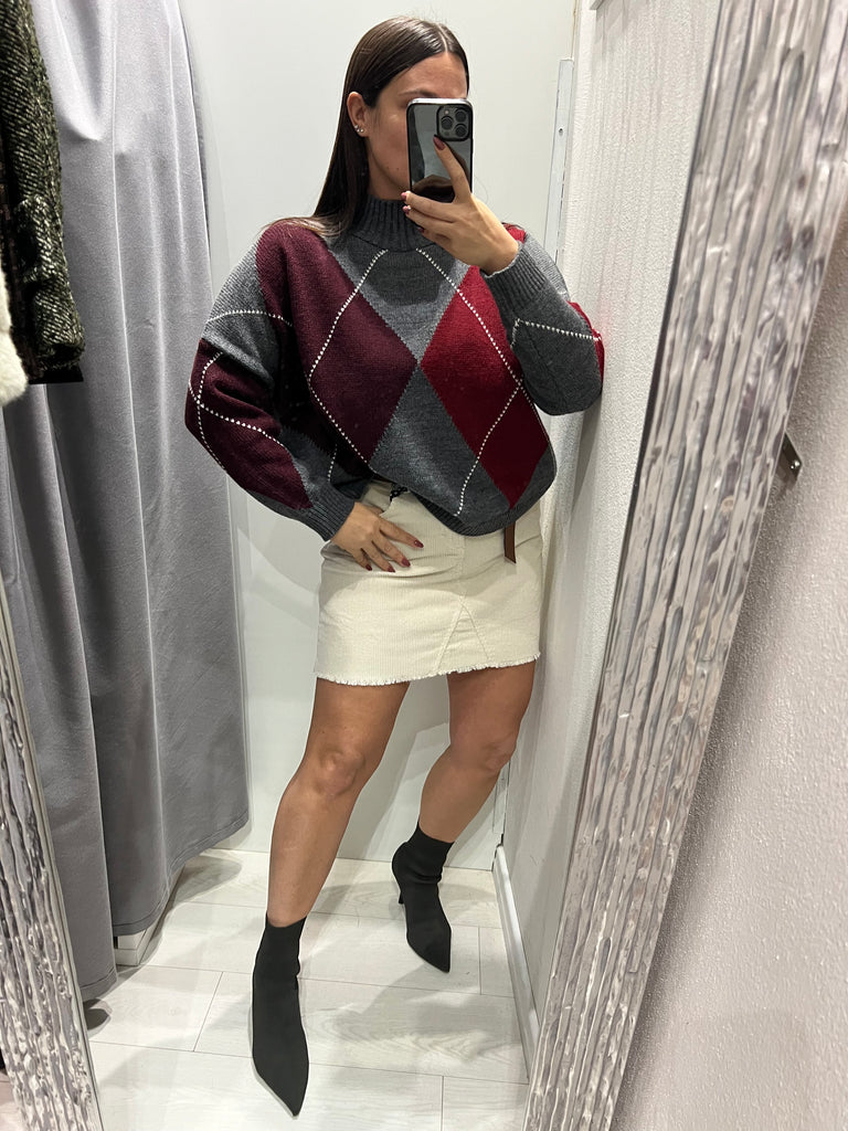 Philia Loft•Maglione lupetto ampio rombi•Più colori