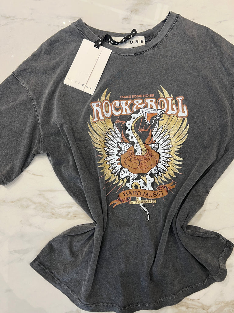 HaveOne•T-shirt stone wash Rock & Roll