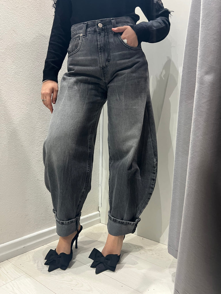 Philia Loft•Jeans baloon nero slavato