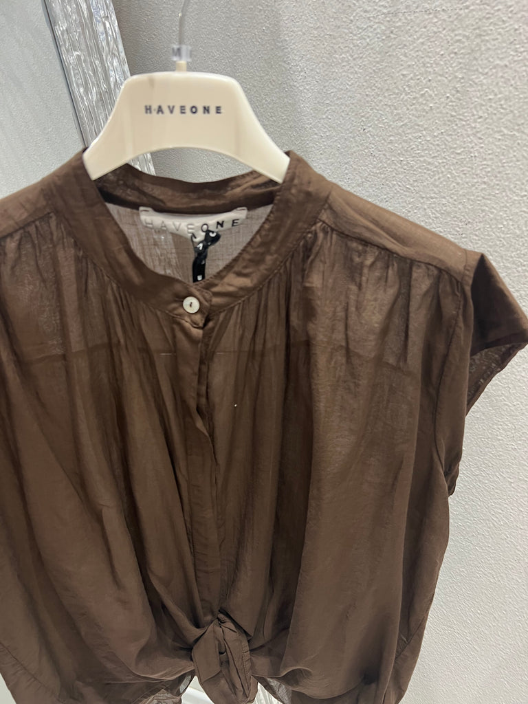 🚨HaveOne•Camicia alette in mussola cioccolato