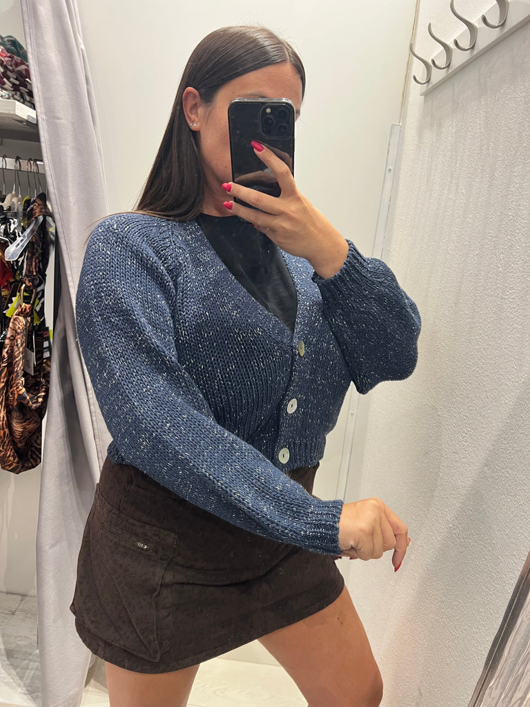 MSS💥HaveOne•Cardigan bottoni madreperla+lurex argento•Più colori