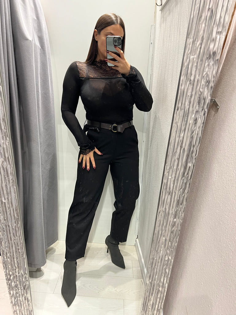 HaveOne•Pantalone nero elastico dietro