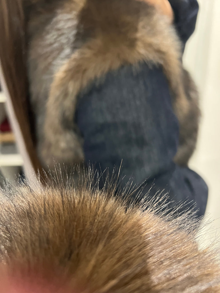 BLK30 ViCOLO•Bomber reversibile jeans e ecopelliccia