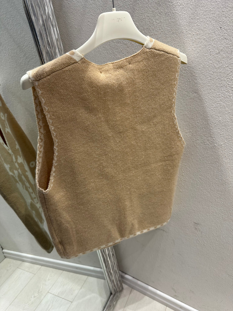 BLK30 HaveOne•Gilet in maglia sabbia/burro