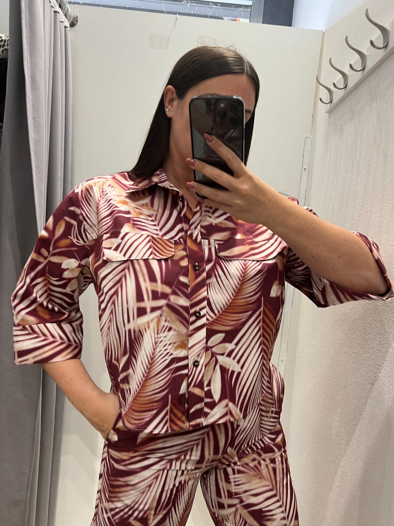 MSS💥ViCOLO•Camicia scatoletta stampa foglie bordeaux