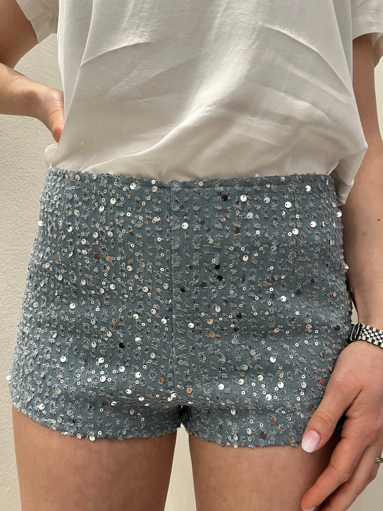 HaveOne•Shorts coulotte paillette base jeans