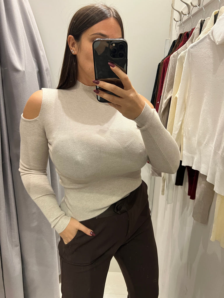 Maglioncino lupetto soffice viscosa apertura spalle•Più colori