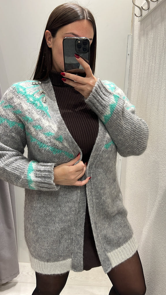 KONTATTO•Cardigan bottone con strass•Più colori