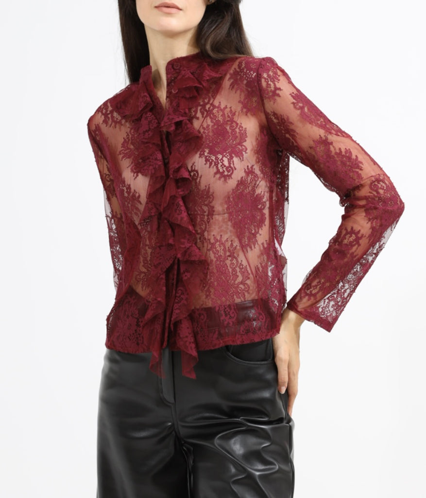 HaveOne•Camicia in pizzo Bordeaux