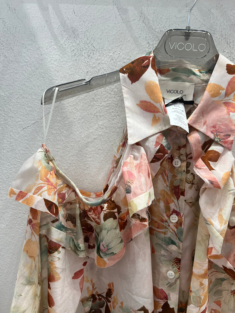 MSS💥ViCOLO•Camicia spalle scoperte fantasia floreale