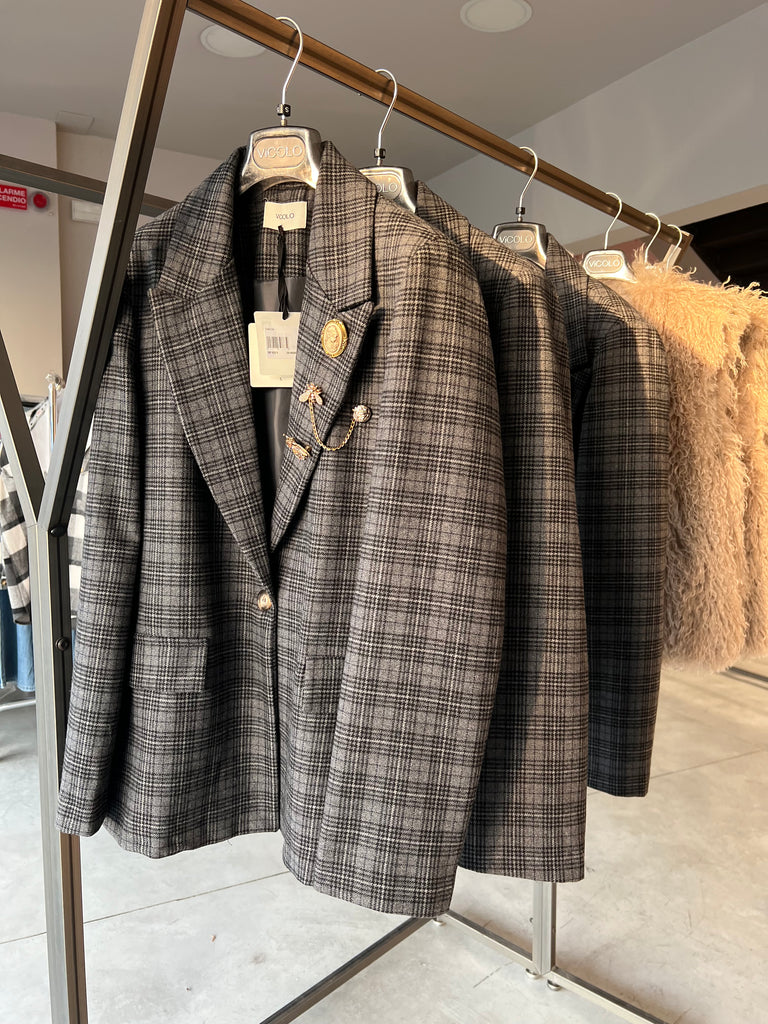 ViCOLO•Giacca spille check grigio nero