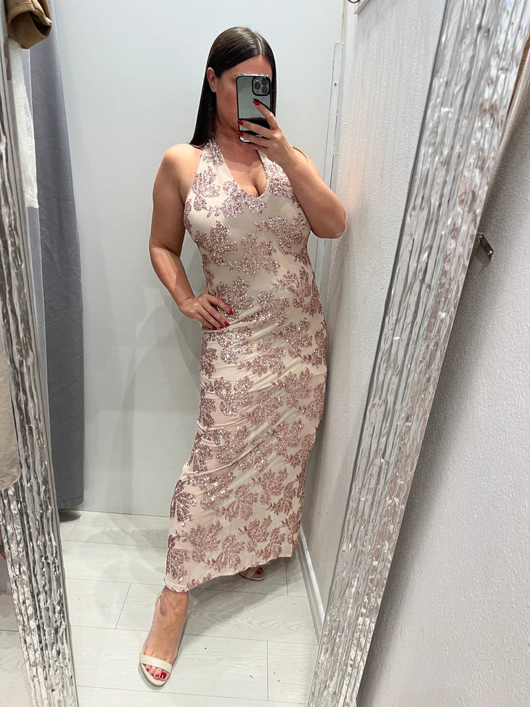 IMPERIAL•Abito paillettes•Quarzo rosa