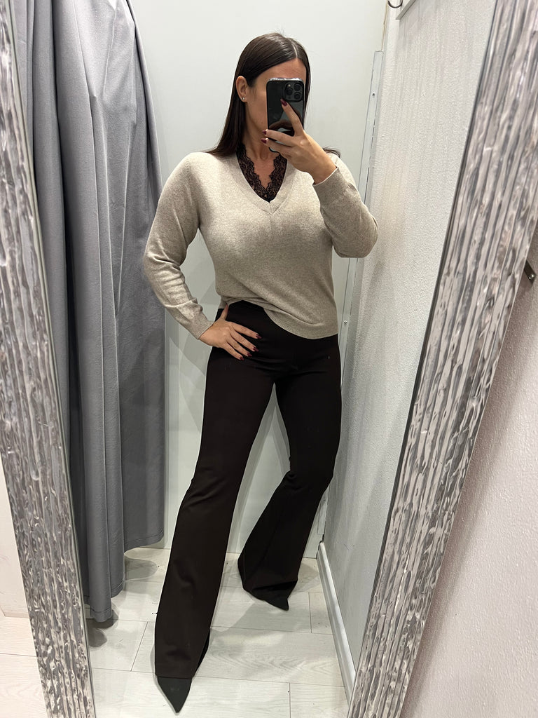 BLK30 ViCOLO•Maglioncino scollo V pizzo•Più colori