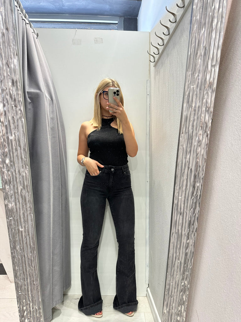 ViCOLO•Jeans zampa Gisele flare nero slavato