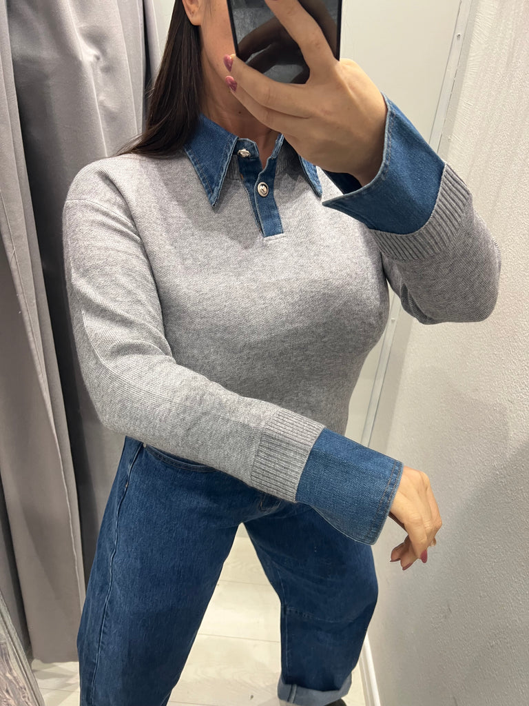 KONTATTO•Maglioncino colletto polsini jeans