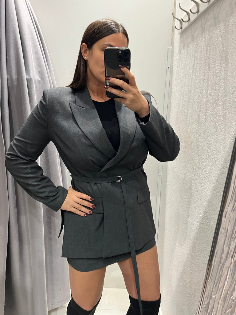 IMPERIAL•Giacca doppiopetto con cinturina grigio Garçon