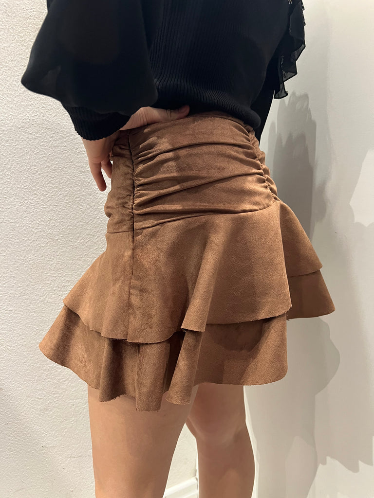 HaveOne•Gonna pantaloncino suede cuoio