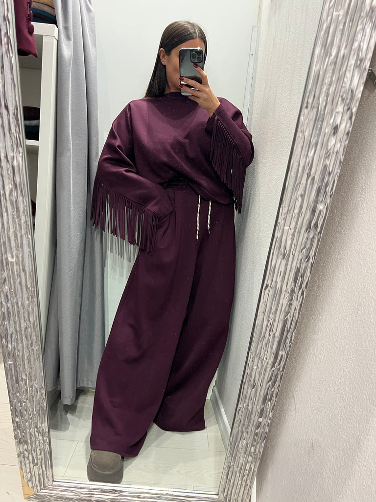 LUMINA•Pantalone palazzo in felpa con coulisse Arizona•Bordeaux