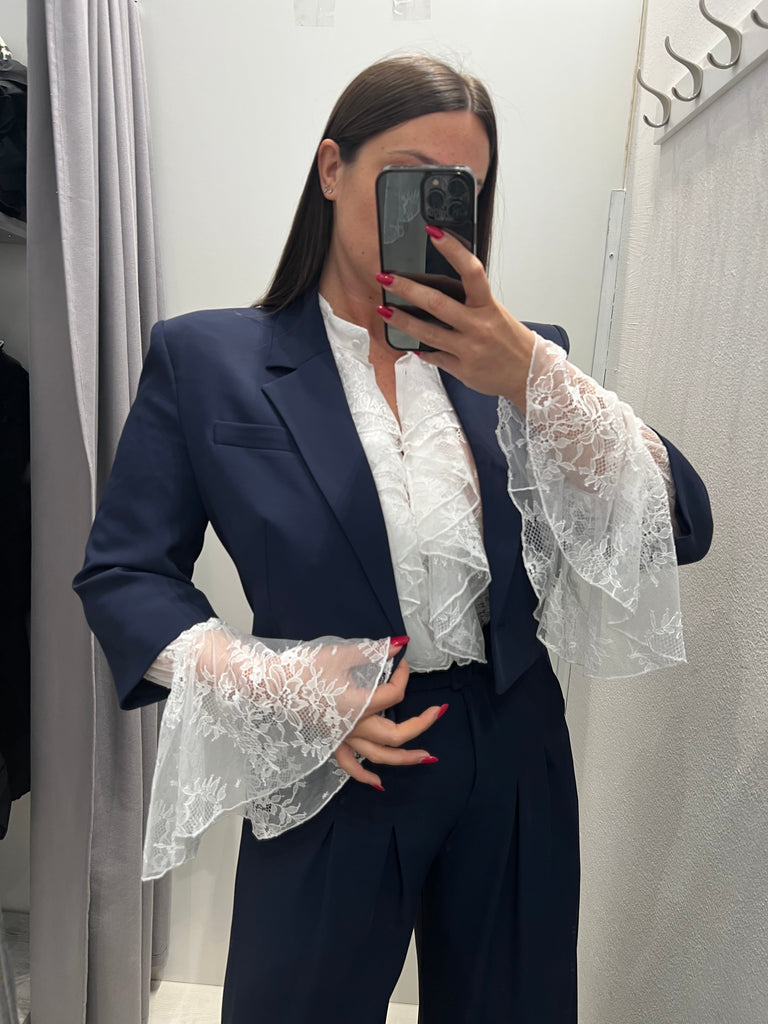 IMPERIAL•Camicia bianca pizzo rouches