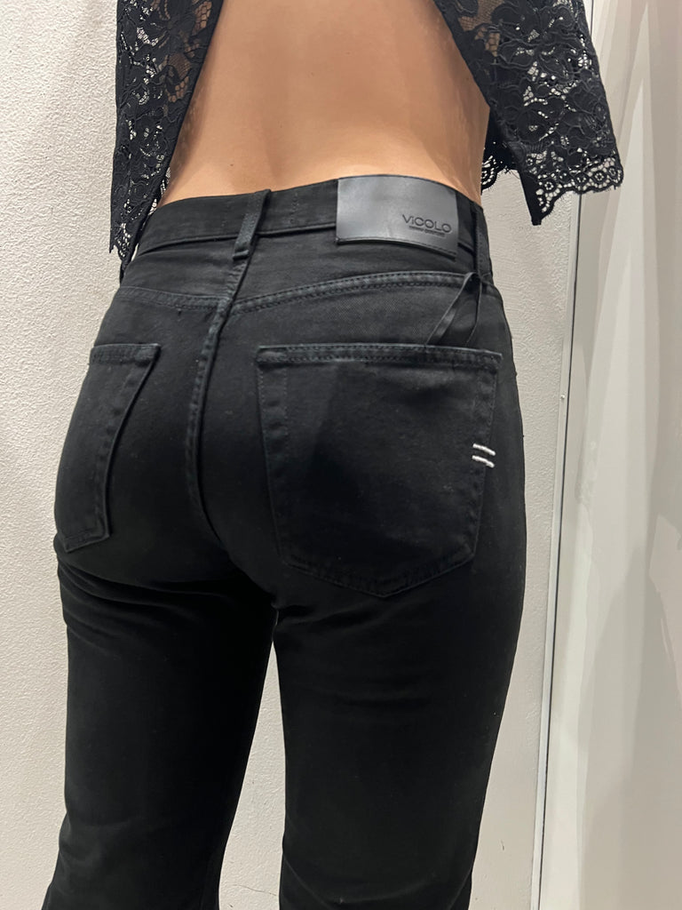 ViCOLO•Jeans Zoe bottoni gioiello nero