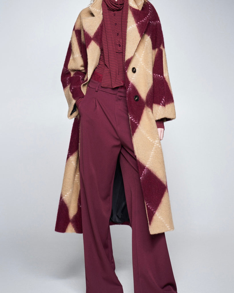 LUMINA•Pantalone Bordeaux fascia pizzo